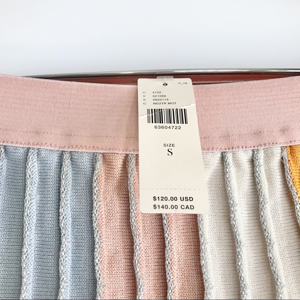 Anthropologie Eva Franco Pastel Stripe Pleated Knit Mini Skirt Size Small NWT - Picture 7 of 10